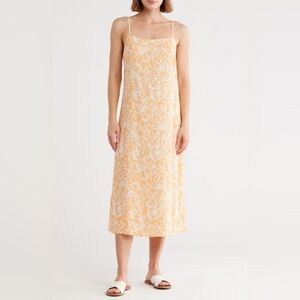 Light Peach Floral Slip Midi Dress